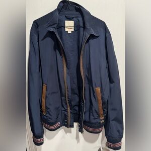 Diesel bomber jacket blouson navy slim bowling leather hipster preppy moto XL